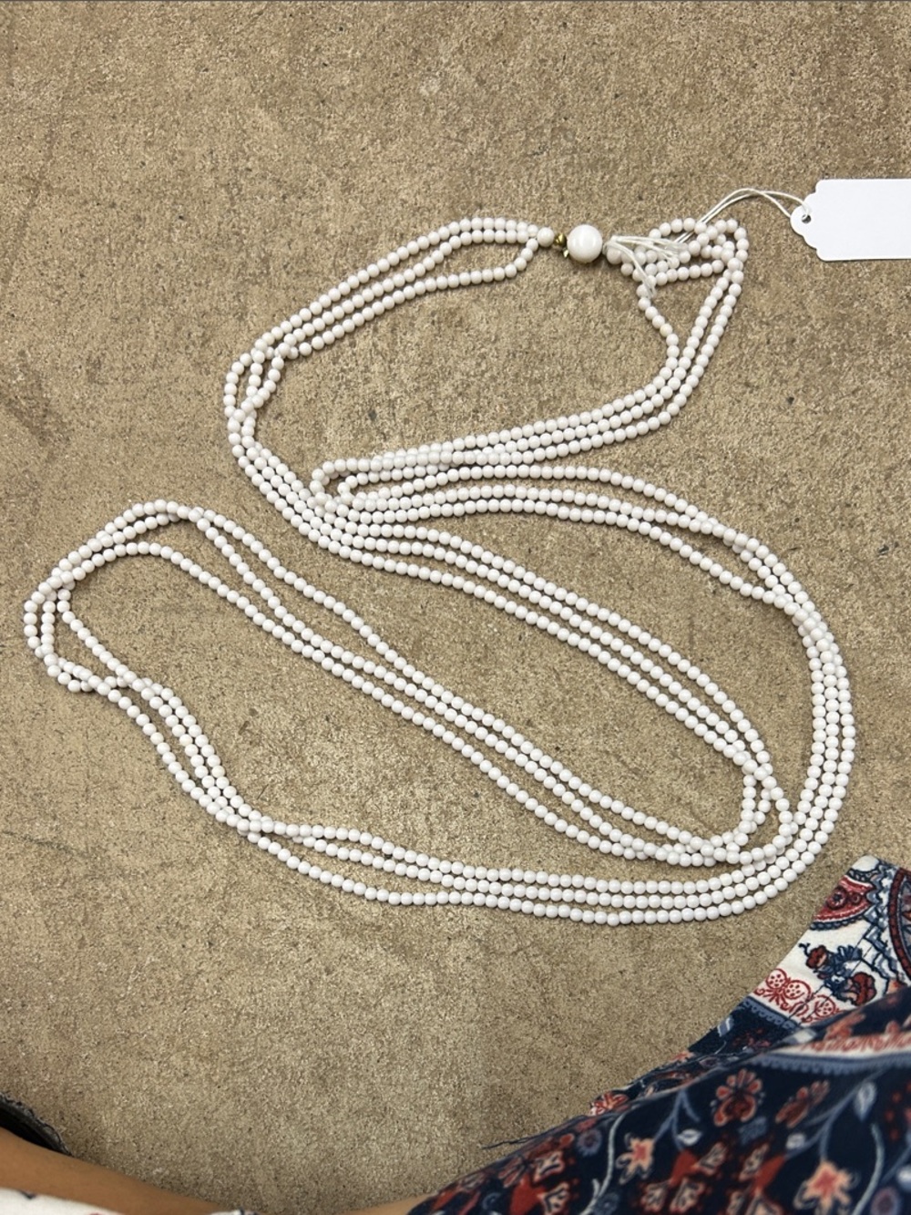Vintage White Multi-Strand 54” Long Beaded Necklace